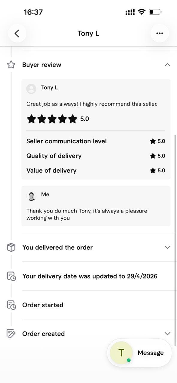 Fiverr review from herecomesfriday